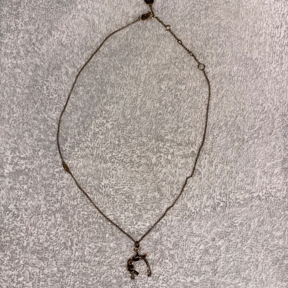 Juicy Couture Crystal encrusted wishbone pendant necklace